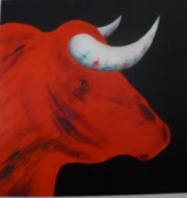 Roter Stier; 60 x 60 cm; Acryl