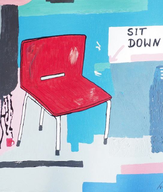 Sit down; 70 x 70 cm; Acryl auf Leinwand