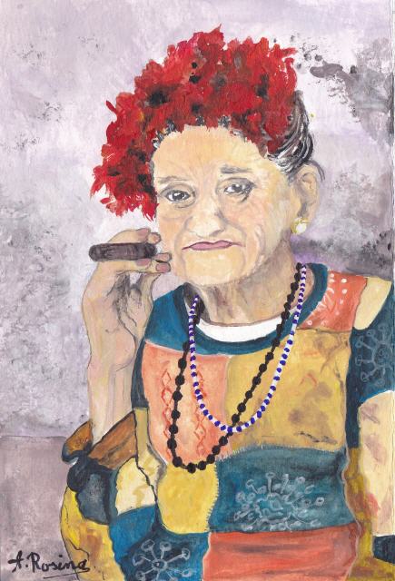 Frau in Kuba; Aquarell; 20 x 14 cm