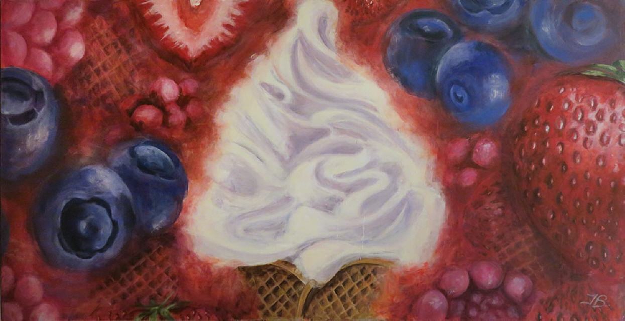 Sweet fruity berry ice cream dream; 70 x 100 cm; Acryl