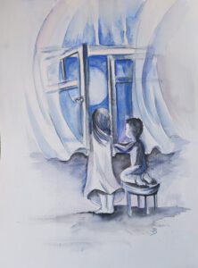 MONDSÜCHTIG · Aquarell · Format: 48 x 36 cm