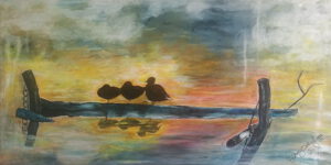 Enten am Abend - 70 x 140 cm